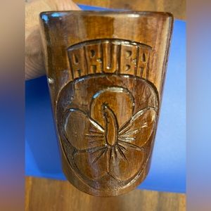 Wooden Beer Stein Aruba Souvenir Decorative Wood Mug Vintage. Never Used